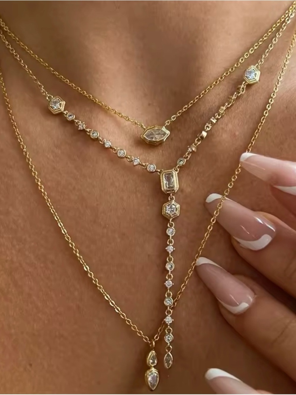 14k Yellow Gold Plated Sterling Silver Lariat Style Zircon Diamond Necklace!